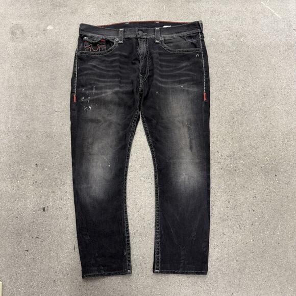Vintage Y2K True Religion Flap Pocket Stretch Jeans Size 40 - Picture 1 of 10